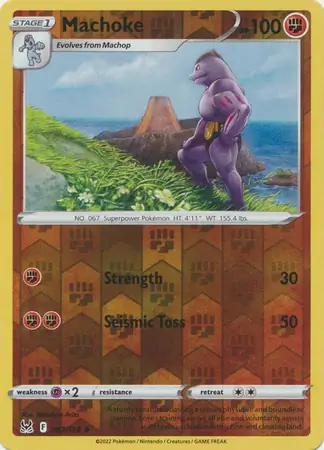 Machoke Reverse Holo Pokemon card from Lost Origin