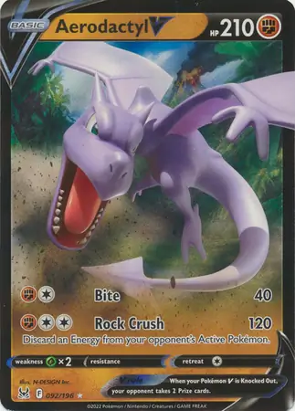 Aerodactyl V Pokemon card from Lost Origin