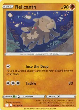 Relicanth Pokemon card from Lost Origin