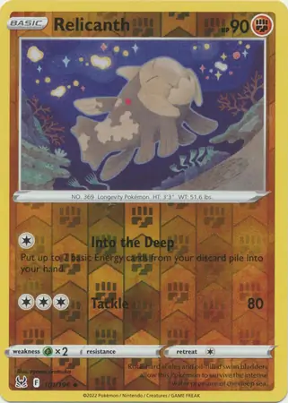 Relicanth Reverse Holo Pokemon card from Lost Origin