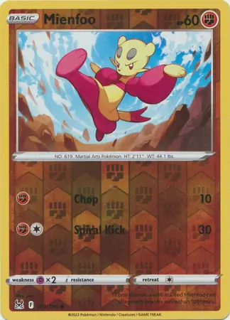 Mienfoo Reverse Holo Pokemon card from Lost Origin