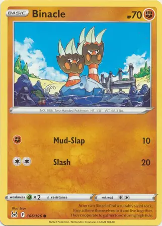 Binacle Pokemon card from Lost Origin