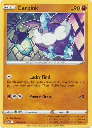 Carbink Pokemon card from Lost Origin