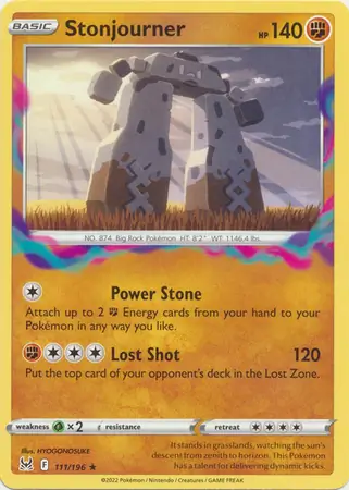 Stonjourner Pokemon card from Lost Origin