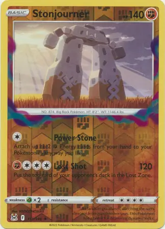 Stonjourner Reverse Holo Pokemon card from Lost Origin