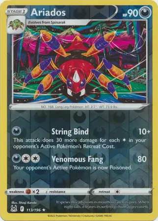 Ariados Reverse Holo Pokemon card from Lost Origin