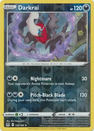 Darkrai Reverse Holo Pokemon card from Lost Origin