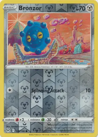 Bronzor Reverse Holo Pokemon card from Lost Origin