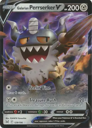 Galarian Perrserker V Pokemon card from Lost Origin