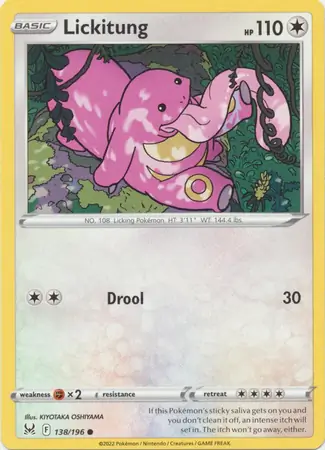 Lickitung Pokemon card from Lost Origin