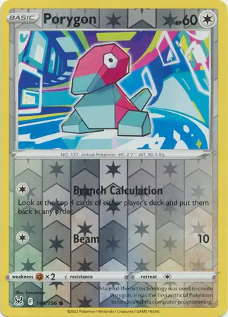 Porygon Reverse Holo Pokemon card from Lost Origin