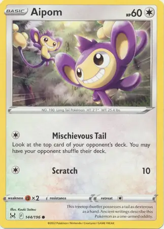 Aipom Pokemon card from Lost Origin