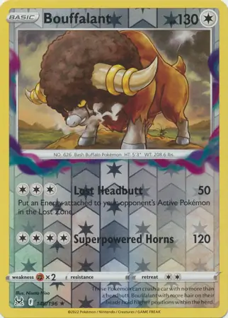 Bouffalant Reverse Holo Pokemon card from Lost Origin