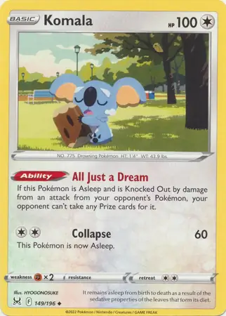 Komala Pokemon card from Lost Origin