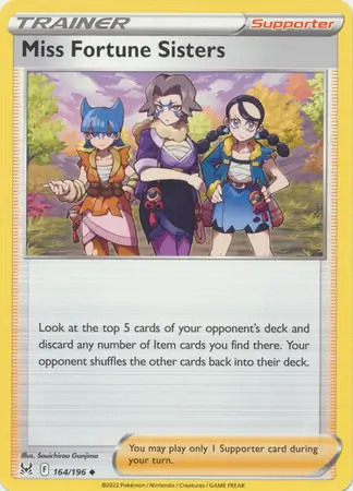 Miss Fortune Sisters Pokemon card from Lost Origin