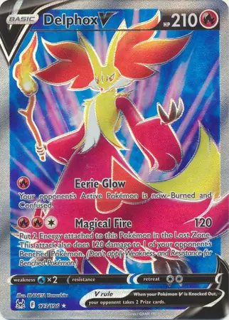 Delphox V Pokemon card from Lost Origin