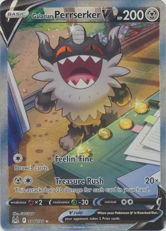 Galarian Perrserker V Pokemon card from Lost Origin