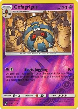 Cofagrigus Reverse Holo Pokemon card from Lost Thunder