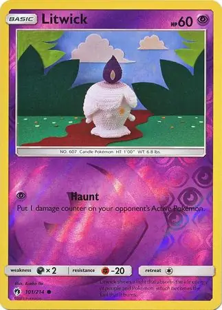 Litwick Reverse Holo Pokemon card from Lost Thunder