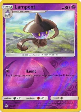 Lampent Reverse Holo Pokemon card from Lost Thunder