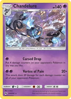 Chandelure Holo Pokemon card from Lost Thunder