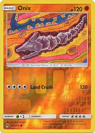 Onix Reverse Holo Pokemon card from Lost Thunder