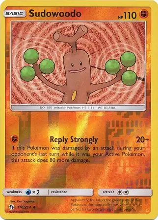 Sudowoodo Reverse Holo Pokemon card from Lost Thunder