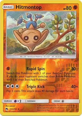 Hitmontop Reverse Holo Pokemon card from Lost Thunder