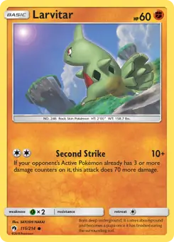 Larvitar Pokemon card from Lost Thunder