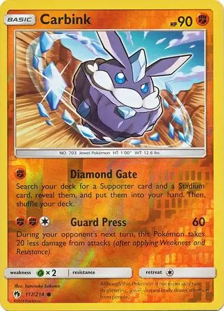 Carbink Reverse Holo Pokemon card from Lost Thunder