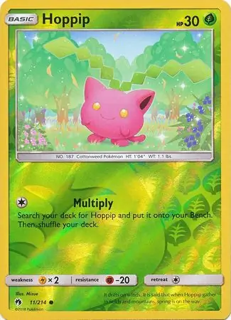 Hoppip Reverse Holo Pokemon card from Lost Thunder