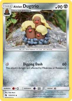 Alolan Dugtrio Pokemon card from Lost Thunder