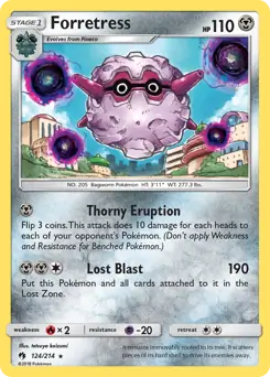 Forretress Pokemon card from Lost Thunder
