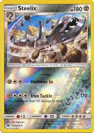 Steelix Reverse Holo Pokemon card from Lost Thunder