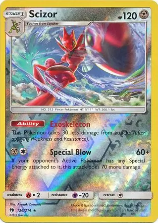 Scizor Reverse Holo Pokemon card from Lost Thunder