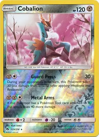 Cobalion Reverse Holo Pokemon card from Lost Thunder