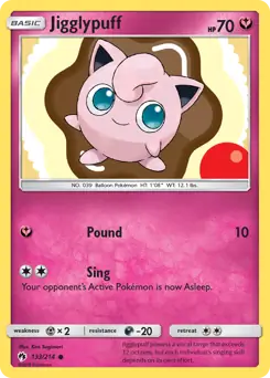 Jigglypuff Pokemon card from Lost Thunder