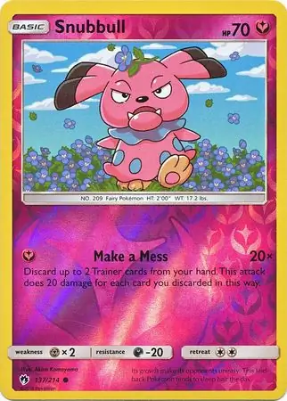 Snubbull Reverse Holo Pokemon card from Lost Thunder