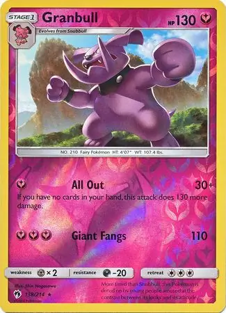 Granbull Reverse Holo Pokemon card from Lost Thunder