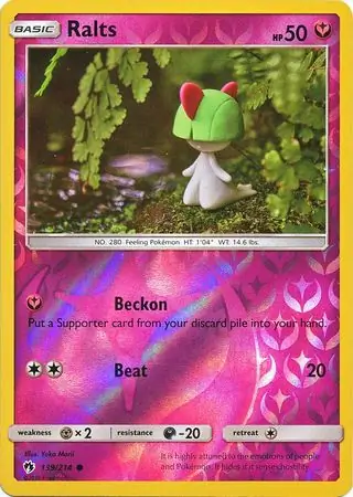 Ralts Reverse Holo Pokemon card from Lost Thunder