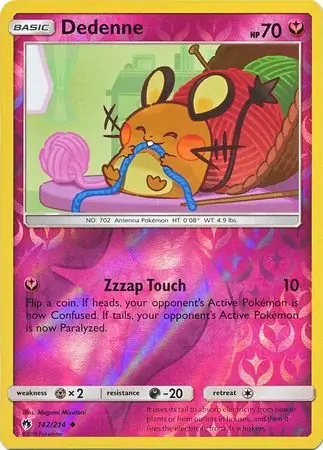 Dedenne Reverse Holo Pokemon card from Lost Thunder