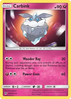 Carbink Pokemon card from Lost Thunder