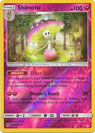 Shiinotic Reverse Holo Pokemon card from Lost Thunder