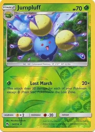Jumpluff Reverse Holo Pokemon card from Lost Thunder