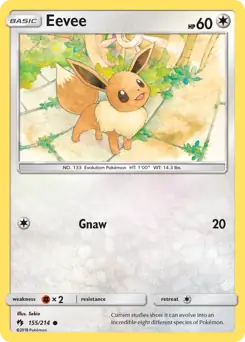 Eevee Pokemon card from Lost Thunder