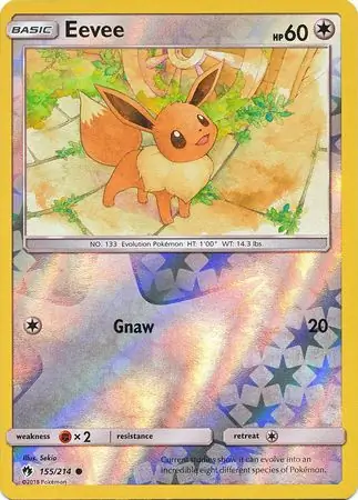 Eevee Reverse Holo Pokemon card from Lost Thunder