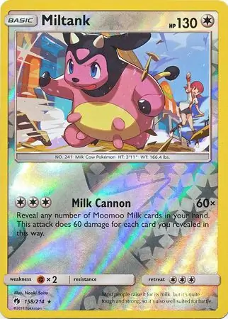 Miltank Reverse Holo Pokemon card from Lost Thunder
