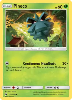Pineco Pokemon card from Lost Thunder