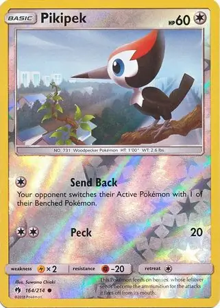 Pikipek Reverse Holo Pokemon card from Lost Thunder