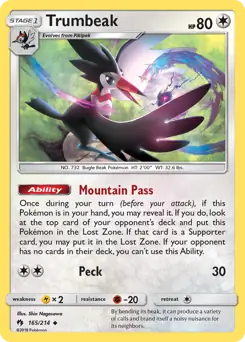 Trumbeak Pokemon card from Lost Thunder